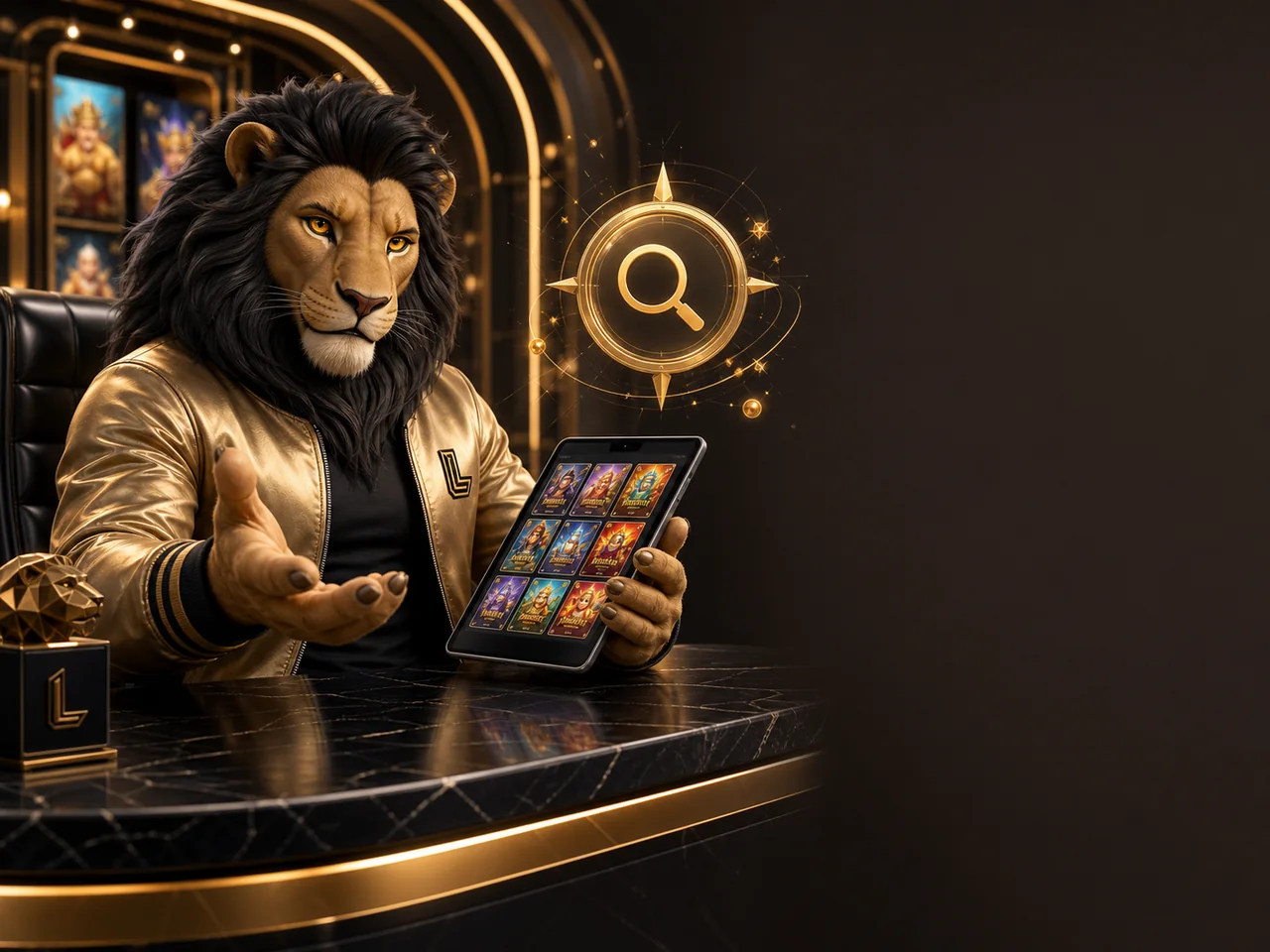 LEO ช่วยค้นหาเกมจากแท็บเล็ตในแกลเลอรี Leobet